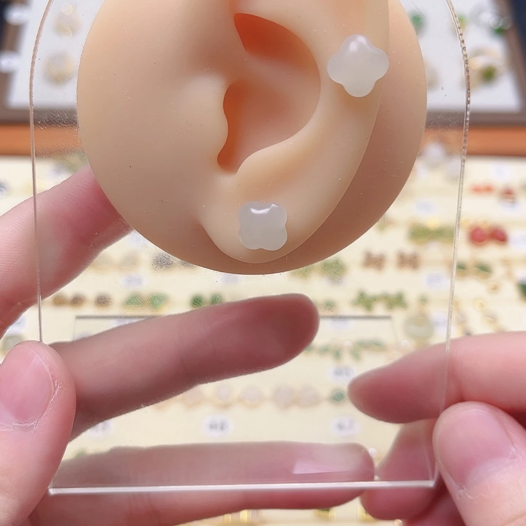 银S925镶嵌和田玉耳饰