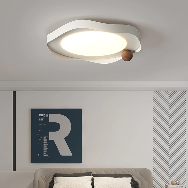 主卧室灯吸顶灯2025新款波浪圆形房间奶油风温馨护眼卧室房间灯具