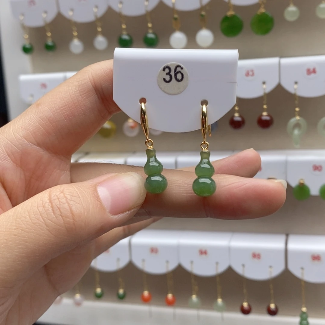 银S925镶嵌和田玉耳饰