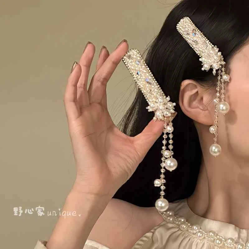 轻奢精致珍珠发夹女新中式流苏边夹发饰发夹发卡新款2025新款爆款