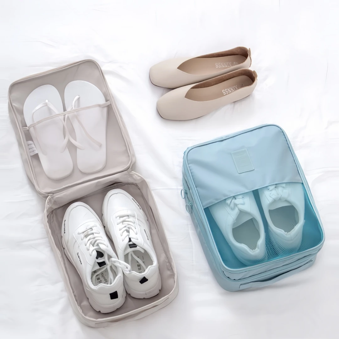 防水鞋子收纳盒牛津布收纳鞋袋斜纹二代双层三位旅行鞋包升级