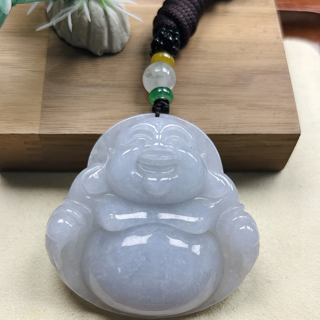 紫罗兰大佛公女士项坠翡翠A货缅料淡紫色男吊坠