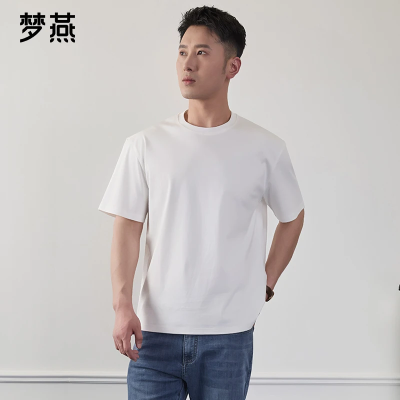 梦燕夏季男时尚百搭宽松圆领T恤休闲纯棉舒适纯色短袖YA16B5055D