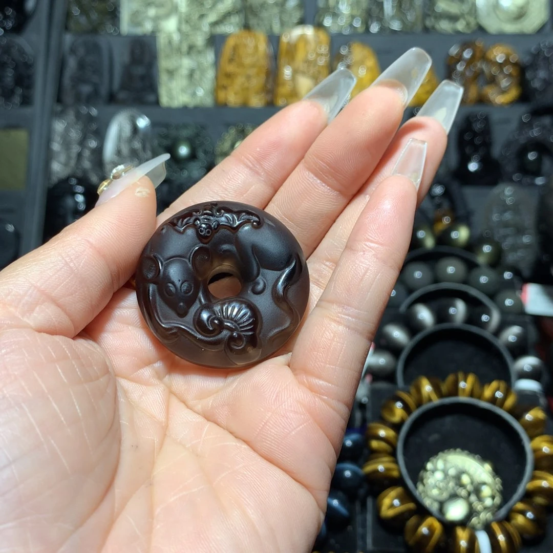 未镶嵌黑曜岩吊坠(赠链)国****账