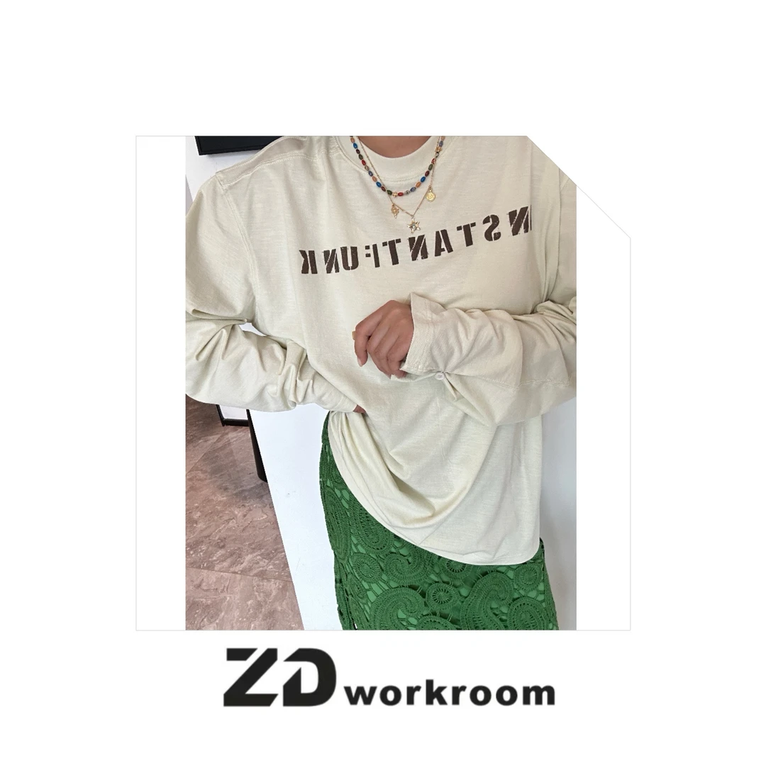 【Z.D/WORKROOM】25/26设计感立体剪裁印花长袖T恤 圆领宽松