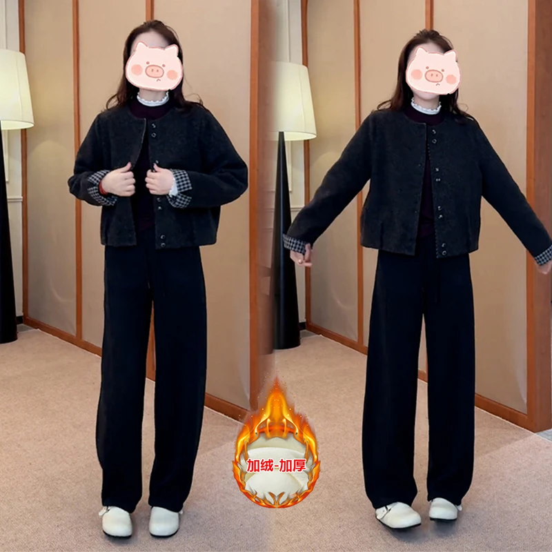 时尚韩版百搭套装女2025秋季新款洋气质宽松显瘦短外套休闲两件套