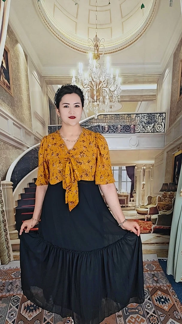 套头圆领通勤中长裙夏季连衣裙显瘦优雅欧美风抽绳