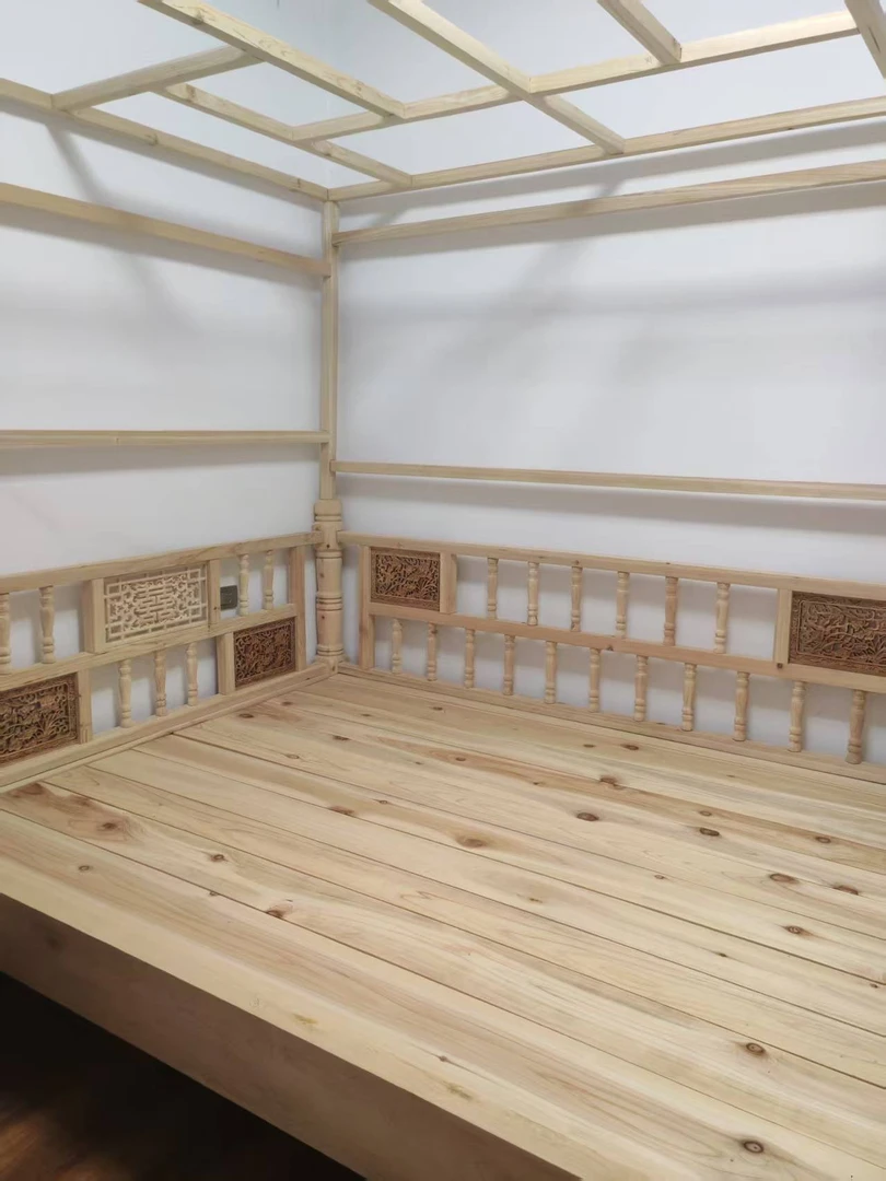 贵州本地木材制作非遗架子床手工定制原木料榫卯非遗木匠架子大床