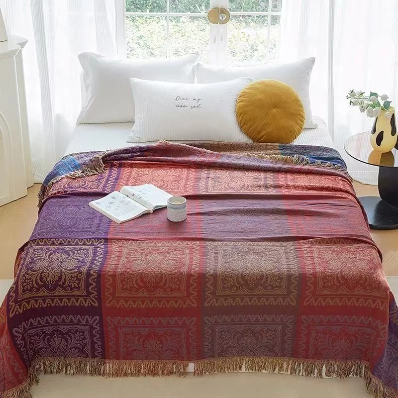 【绚烂花絮】2.0*2.3M高端100%棉A类柔软可机洗复古美学奢华流苏毯