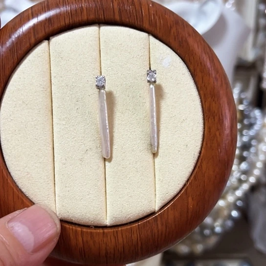 淡水珍珠耳饰银S925镶嵌