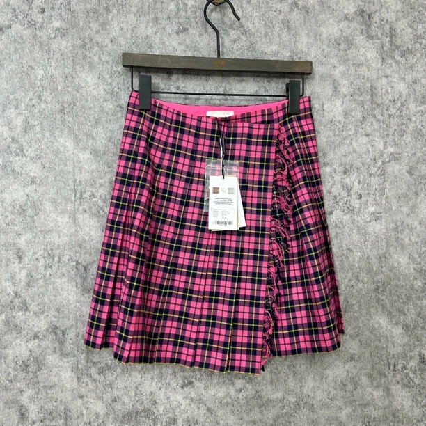 未使用 BURBERRY/博柏利 粉色格纹短裙