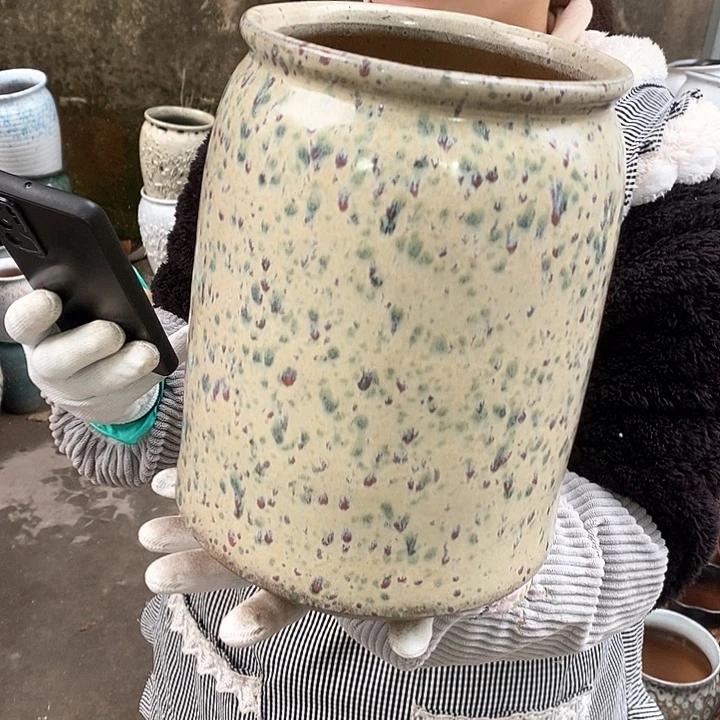 紫砂花盆瑕疵口17高26