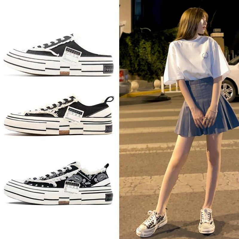 【高品质】建豪同款帆布鞋女款款2025新款厚底增高溶解乞丐鞋女鞋