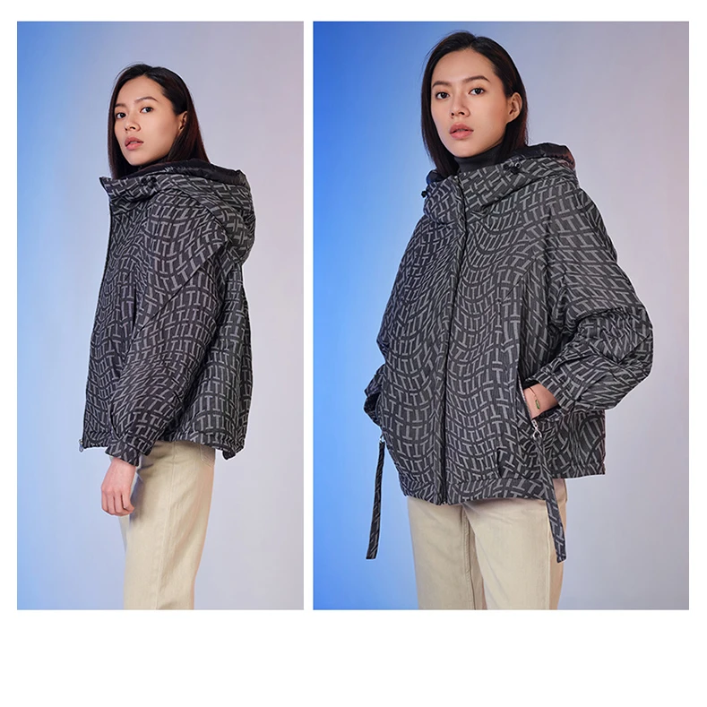 【坦】新款女士连帽派克短款羽绒服TB331390