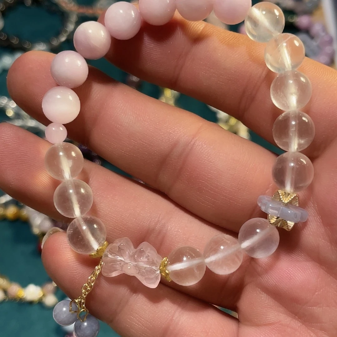 水晶手链未镶嵌白水晶紫锂辉