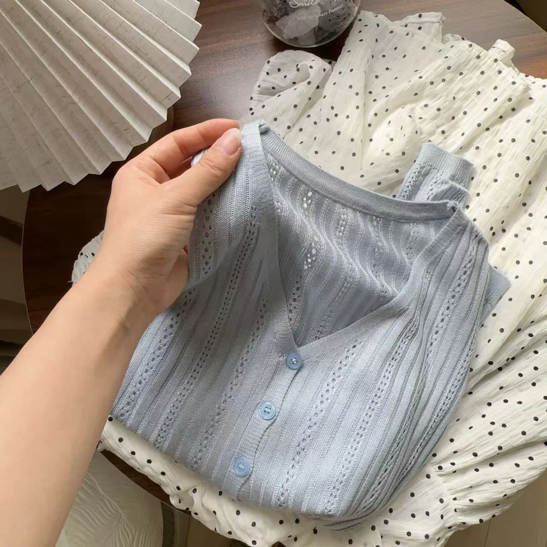 超显白莱赛尔镂空开衫