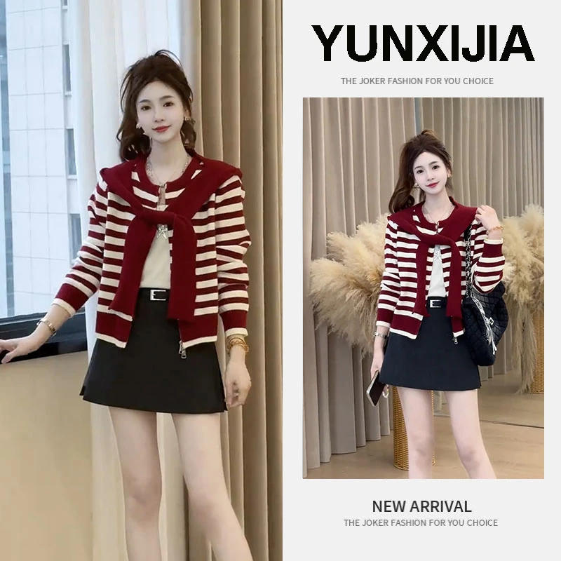 2025秋季新款时尚气质甜美减龄超好看流行披肩开衫短裙三件套