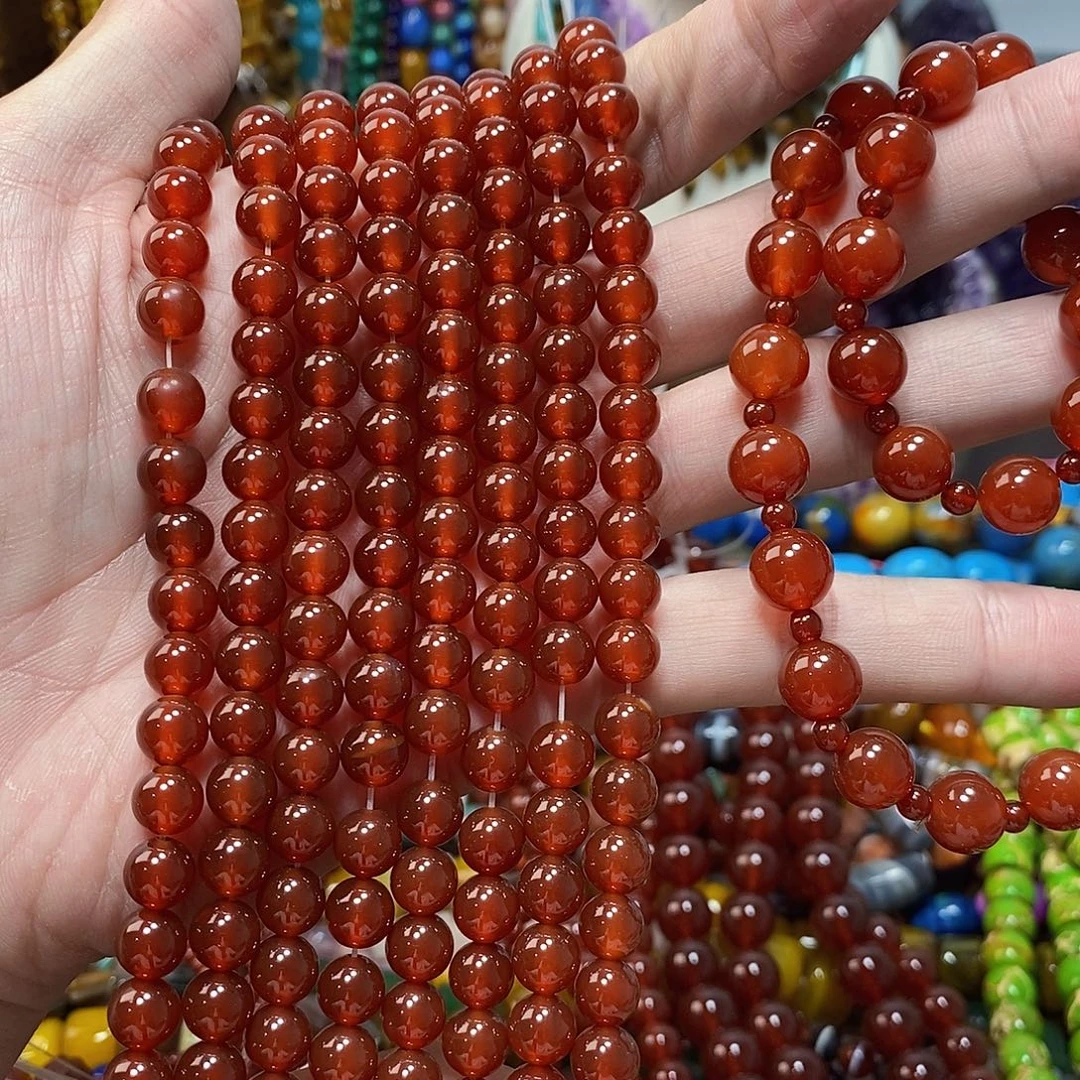 石英质玉未镶嵌，A品红玛瑙8mm，