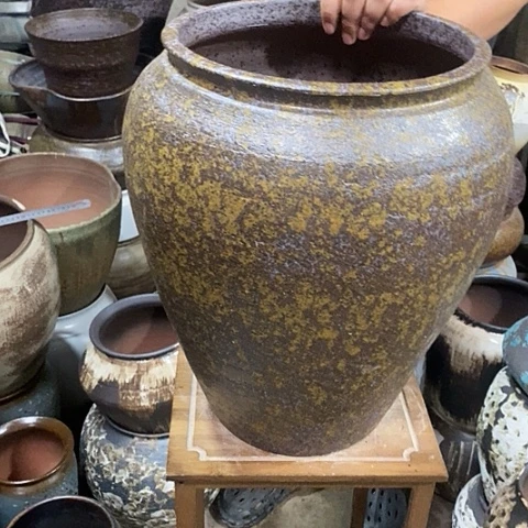 紫砂花盆口29高度45铁锈