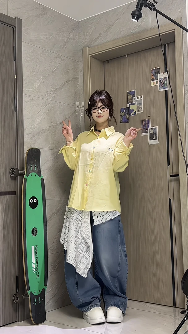卡通小狗刺绣衬衫女外套春秋宽松开衫设计感多巴胺上衣