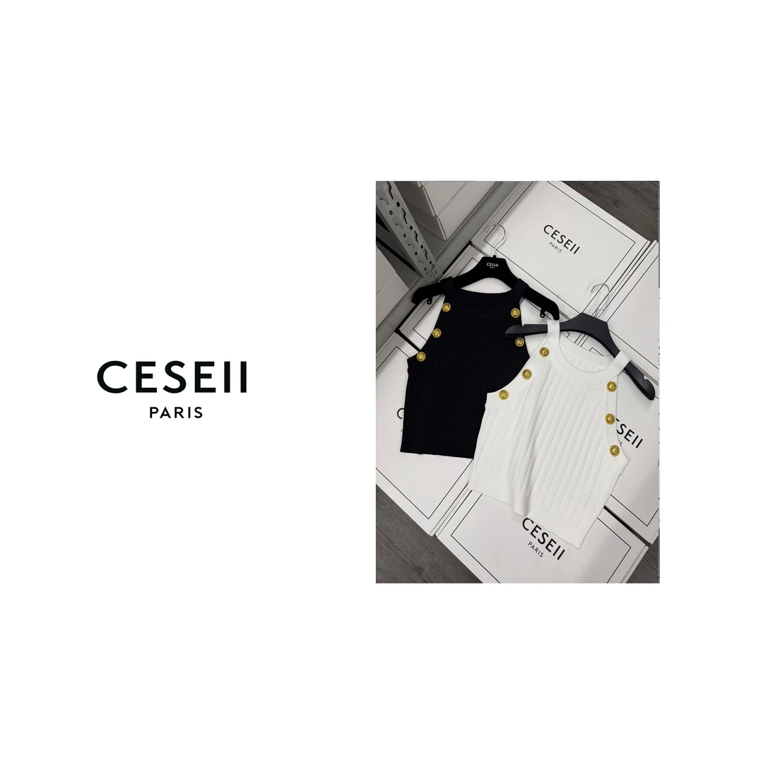 【25XJ528】2025春夏顶版休闲时尚柔软高弹针织百搭无袖上衣