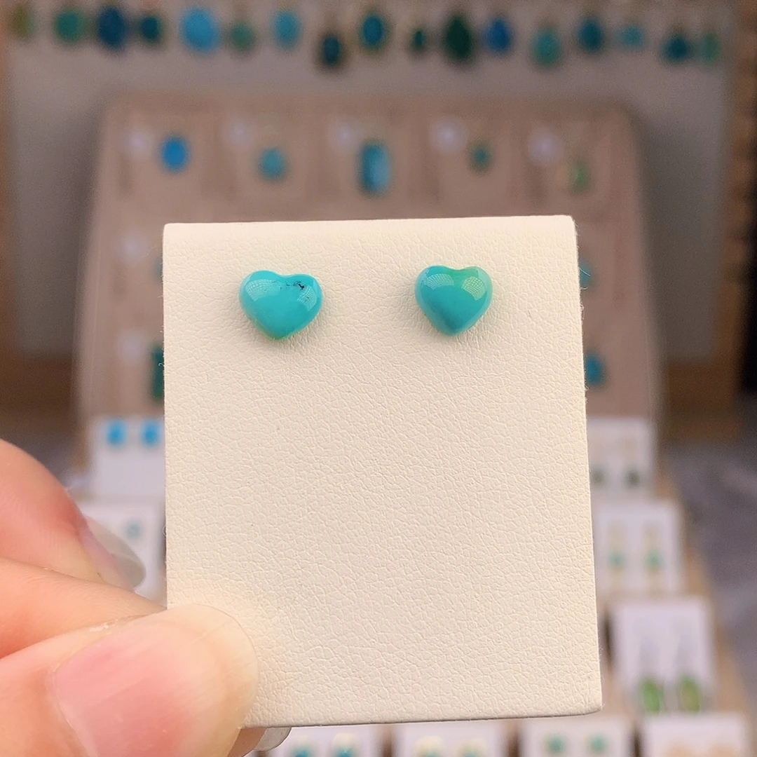 绿松石银S925镶嵌耳饰