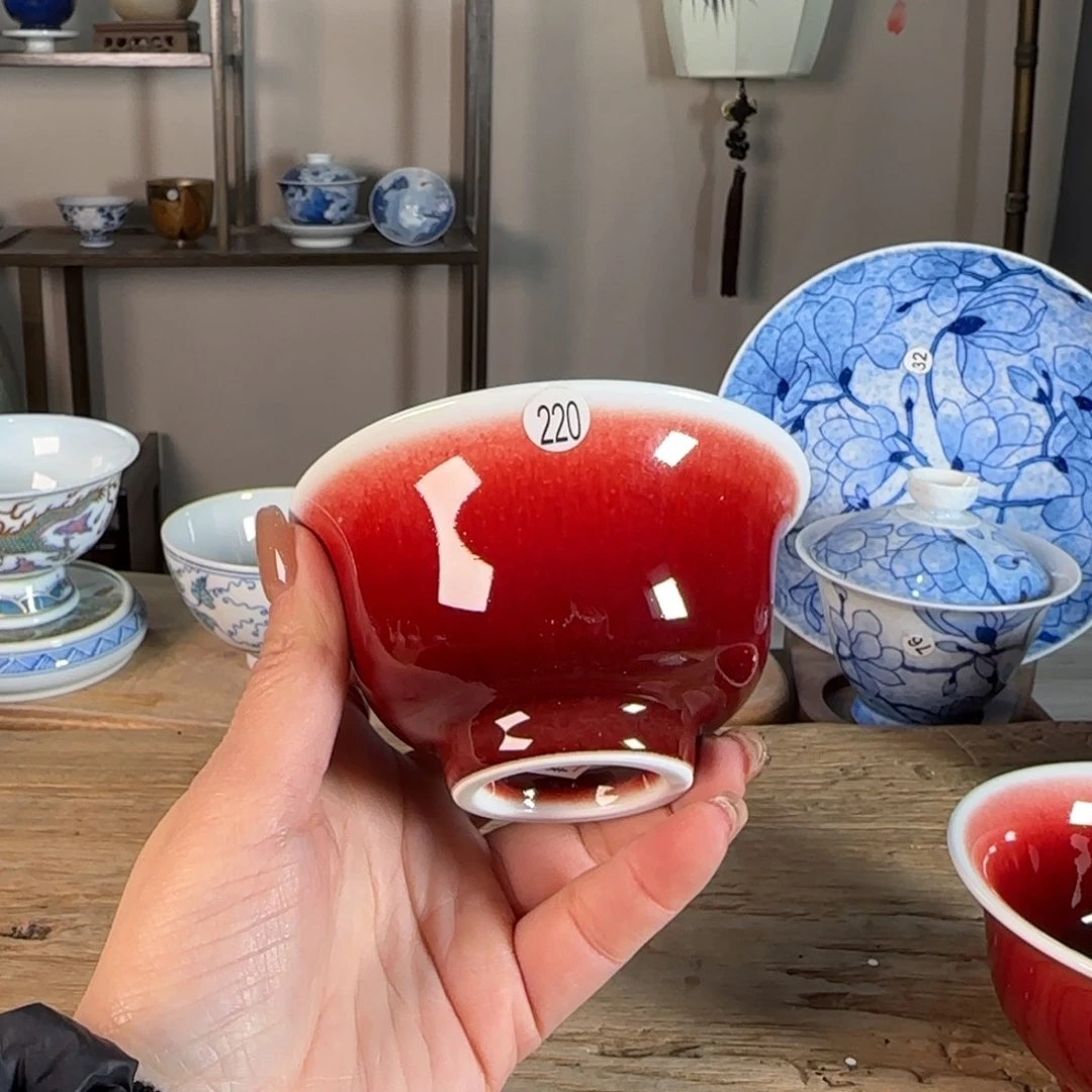 杯舒**朱景德镇陶瓷柴烧多人