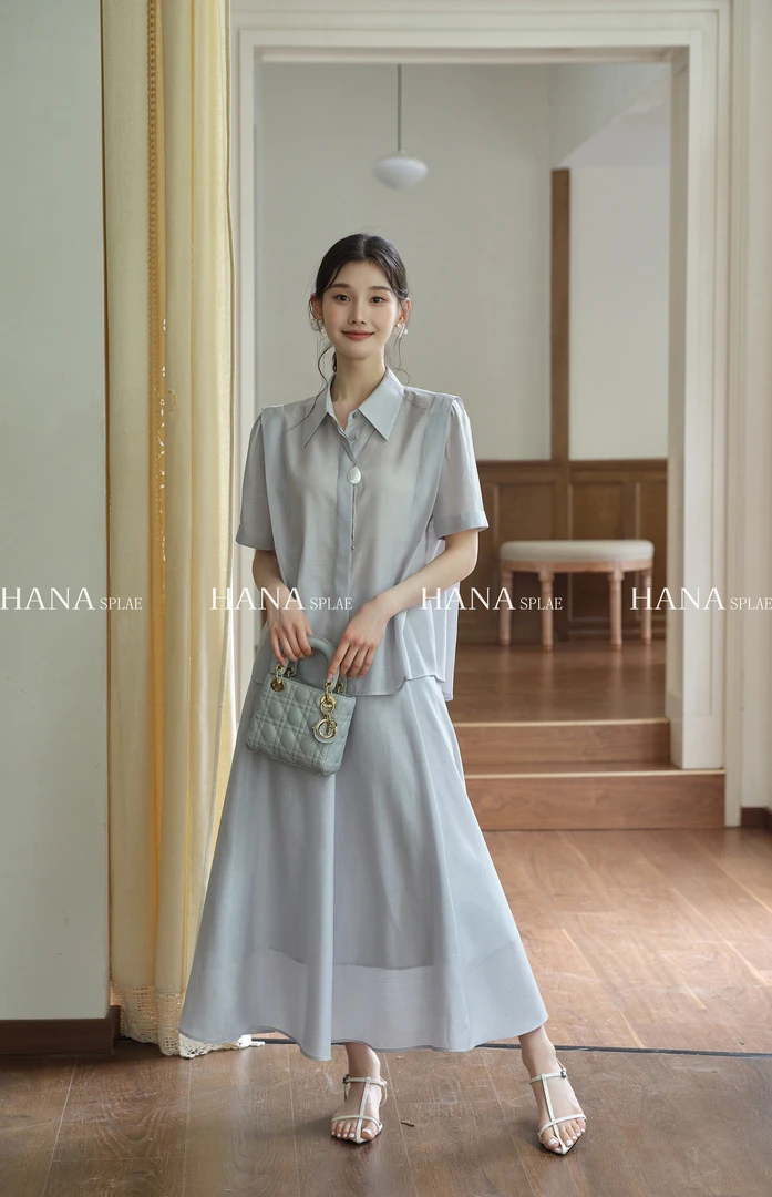 梵丨夏季原创气质时尚纯色半身裙休闲裙子小众女装中长款