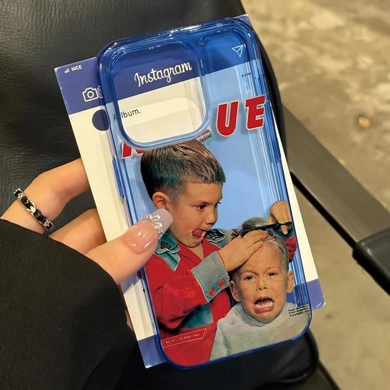 剪发男孩适用iPhone16苹果14_15PROMAX软胶13手机壳12防摔11卡通X