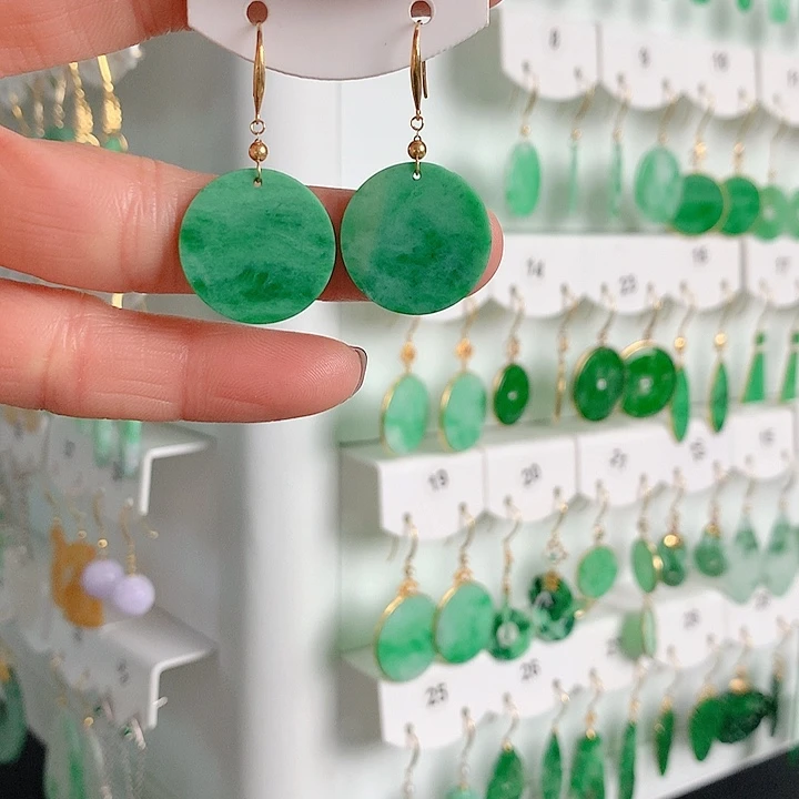 翡翠耳饰18K金镶嵌翡翠