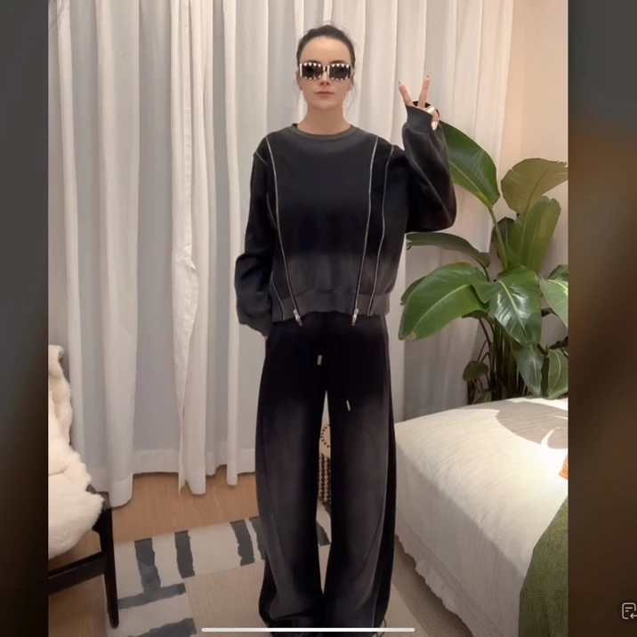 宽松型套头拉链扎染秋季圆领卫衣早秋百搭时尚拼接