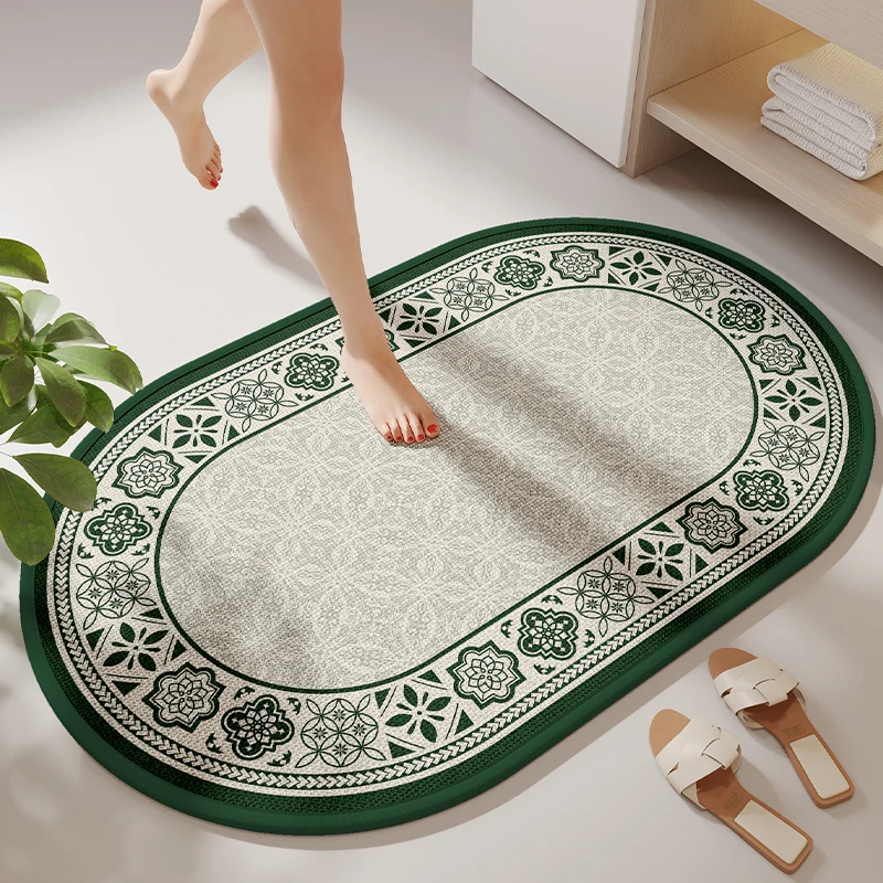 柔软亚麻浴室地垫家用防滑吸水门口用洗手台洗手间淋浴间轻奢脚垫