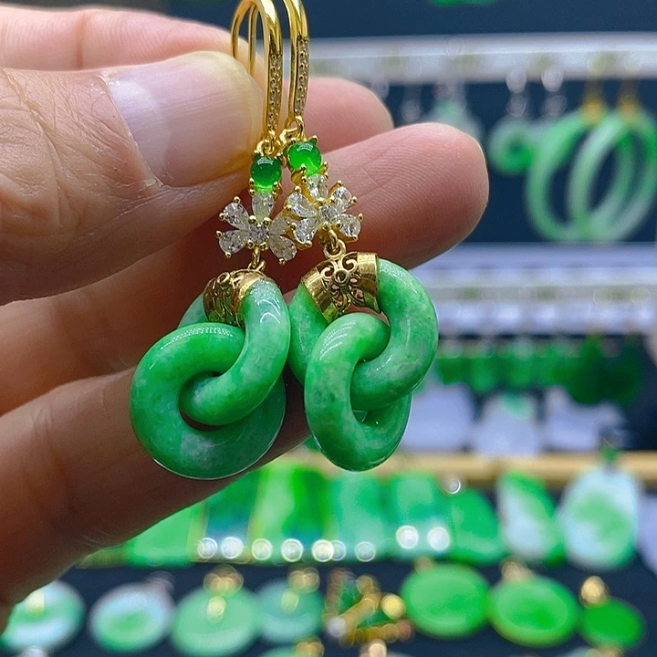 翡翠18K金镶嵌吊坠(赠链)耳坠