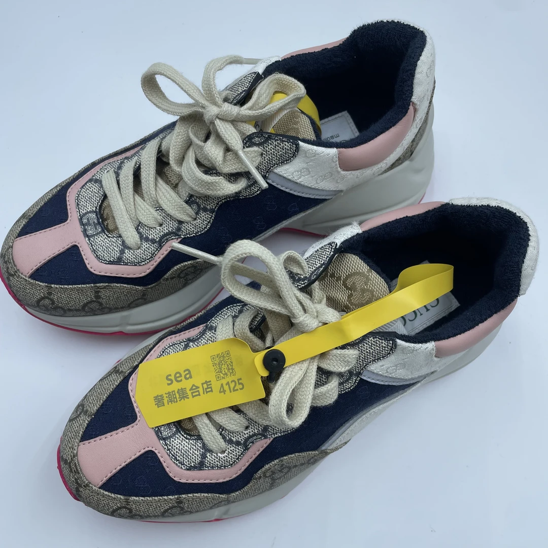 95新 GUCCI/古驰 （有盒）Rhyton 双G 低帮老爹鞋 35.5/4125