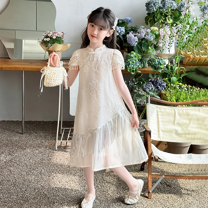 女童连衣裙夏装2025新款洋气大童高级感公主裙儿童夏季新中式裙子