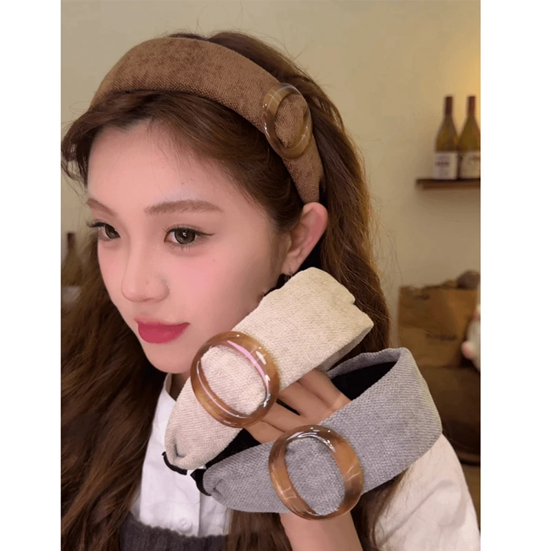 美拉德圆环宽边发箍女时尚高颅顶头箍日常外戴百搭洋气发饰显脸小