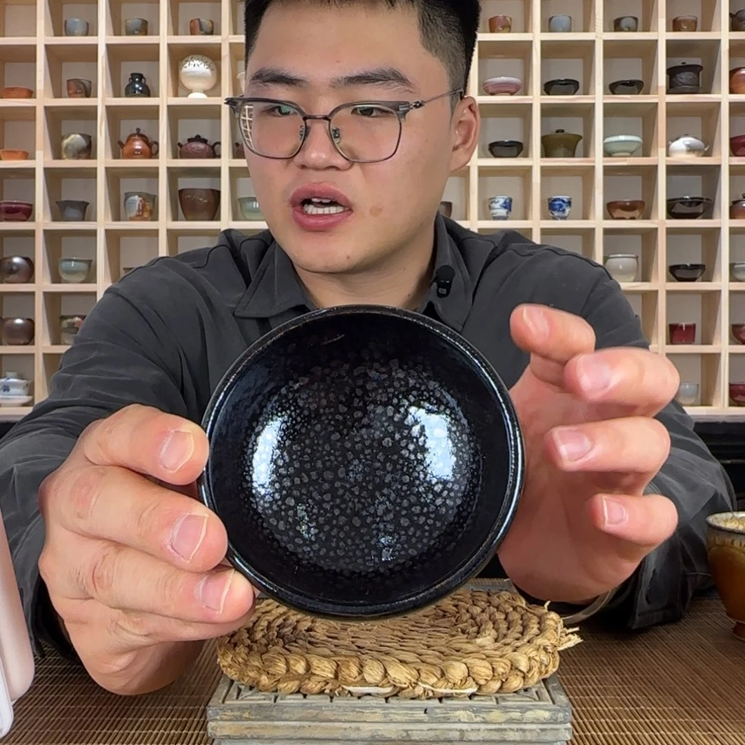 微瑕福利平阳窑手作黑釉油滴盏