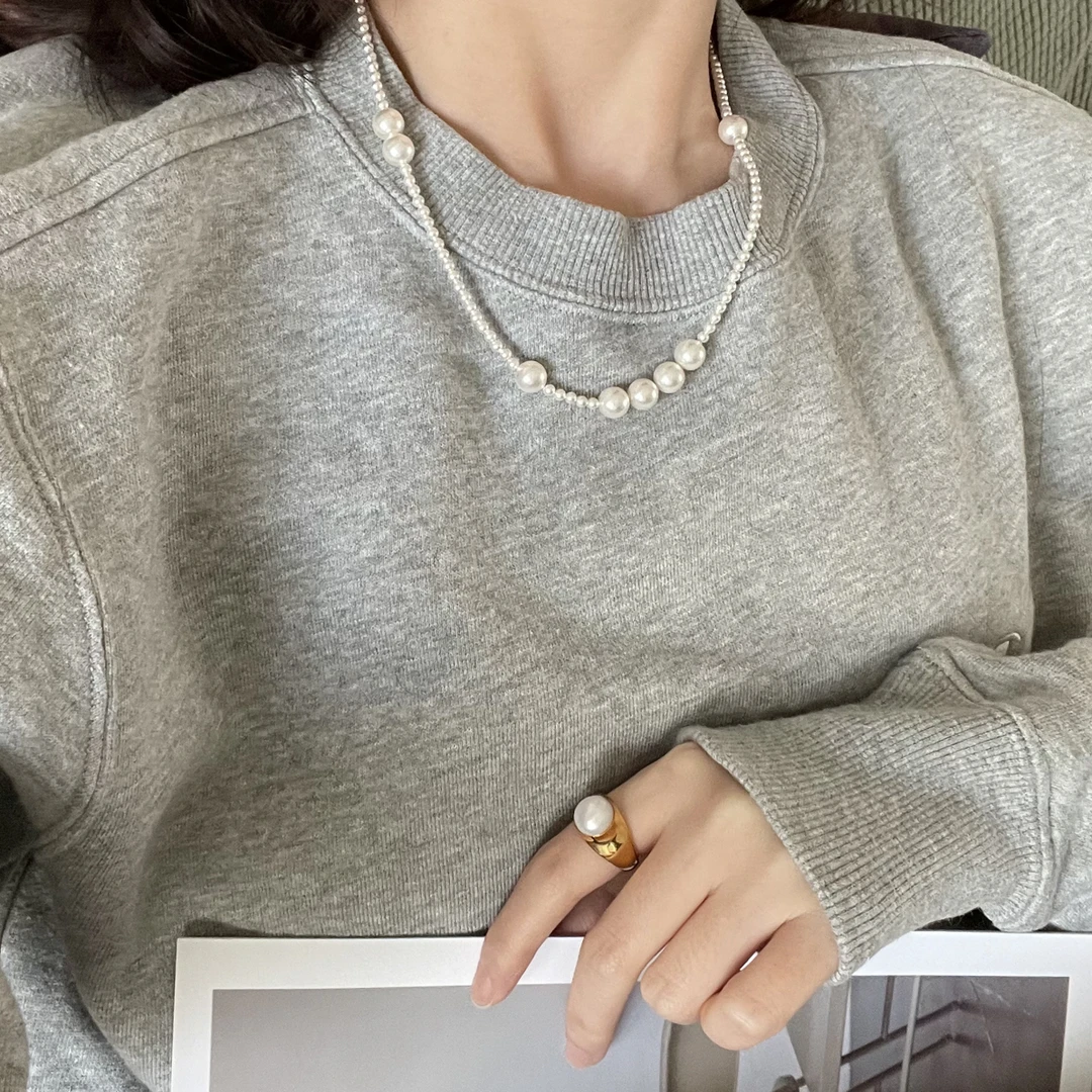 合金贝壳项链 甜美风百搭毛衣链原创设计气质日韩通用设计感女