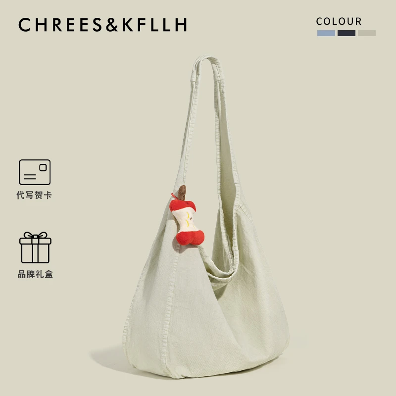 CHREES&KFLLH韩国慵懒风帆布托特包2025新款休闲大容量单肩斜挎包