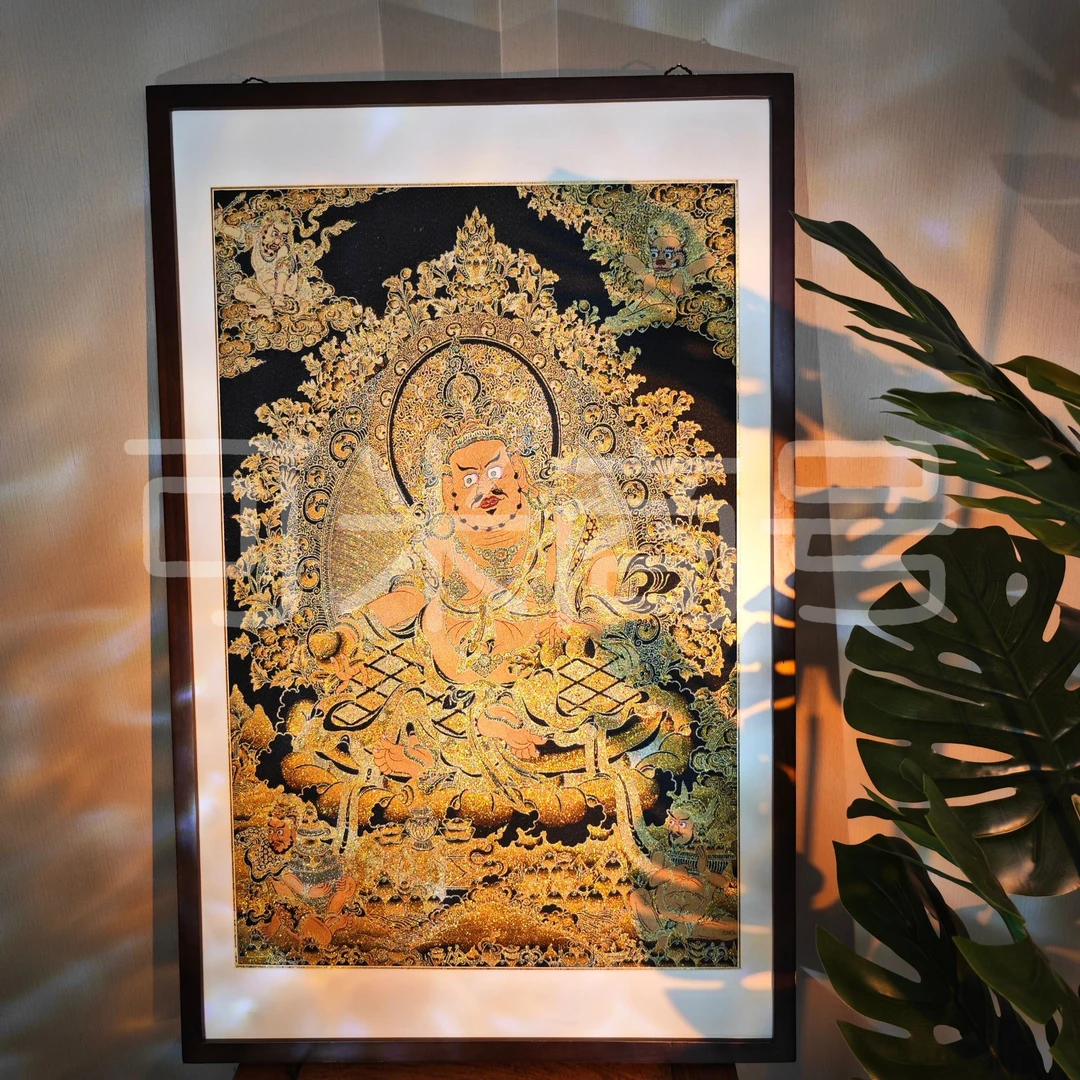 实木画框装裱 【黄财-黑金】刺绣画心（成品70*110cm）