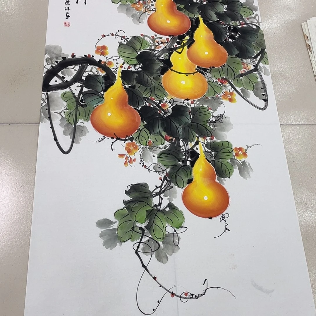 国画纯手绘的花鸟山水