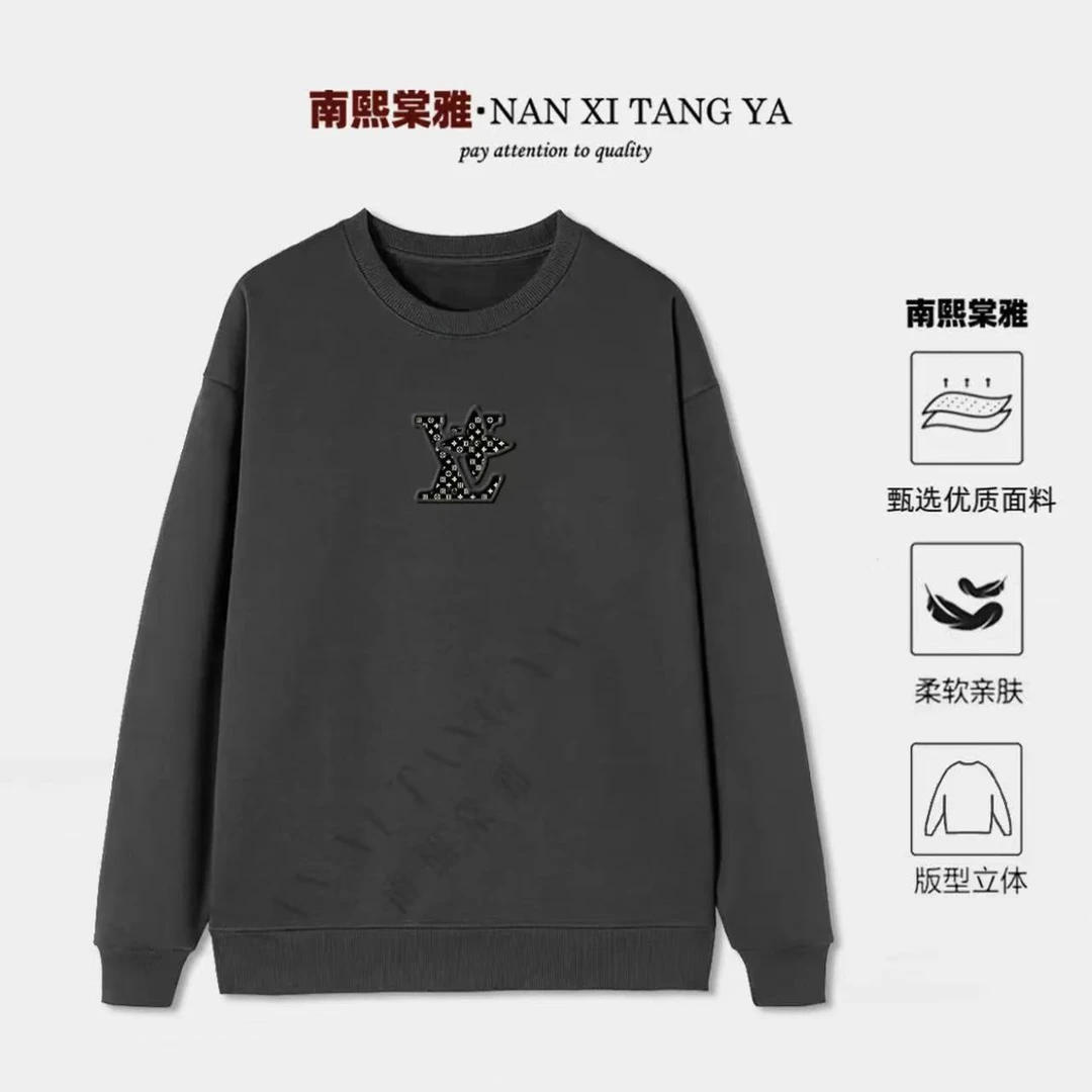 圆领钢印男长袖玫瑰刺绣宽松卫衣上衣休闲卫衣柔软-50