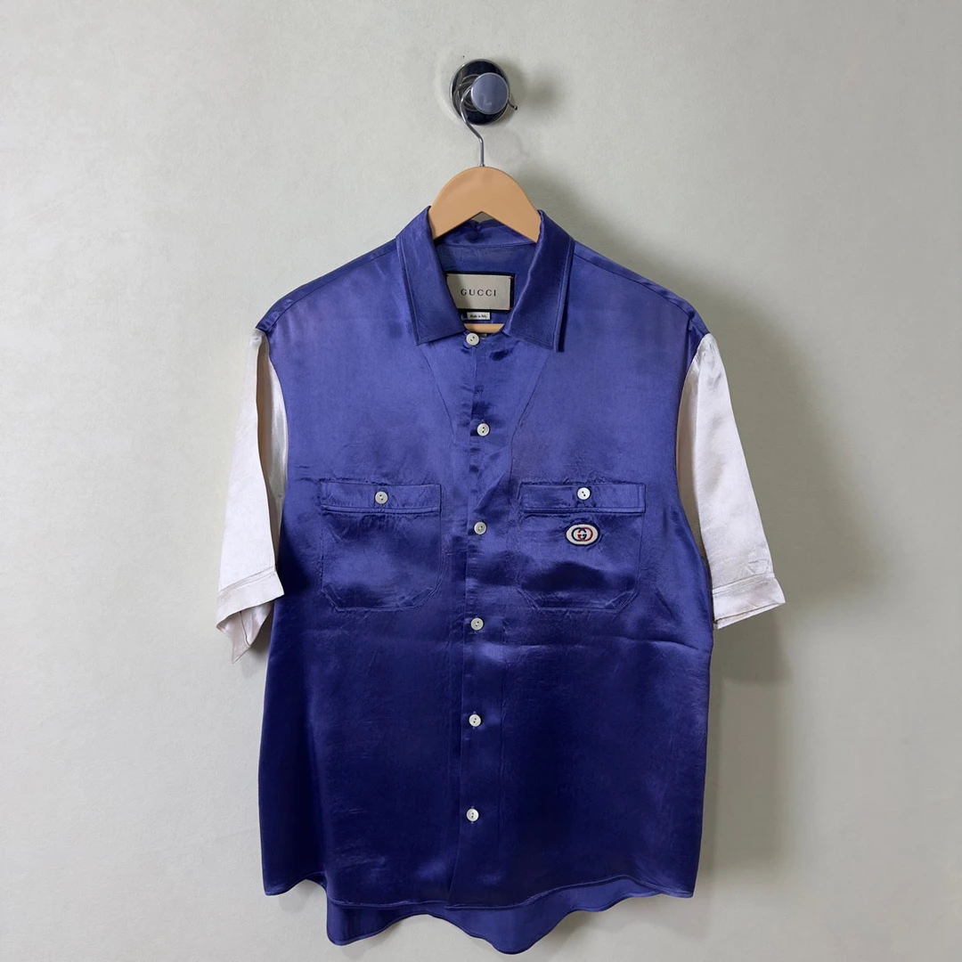 90新 GUCCI/古驰 双G丝绸衬衫 44尺码