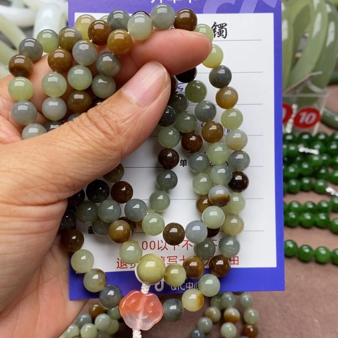 和田玉手链未镶嵌豆****5