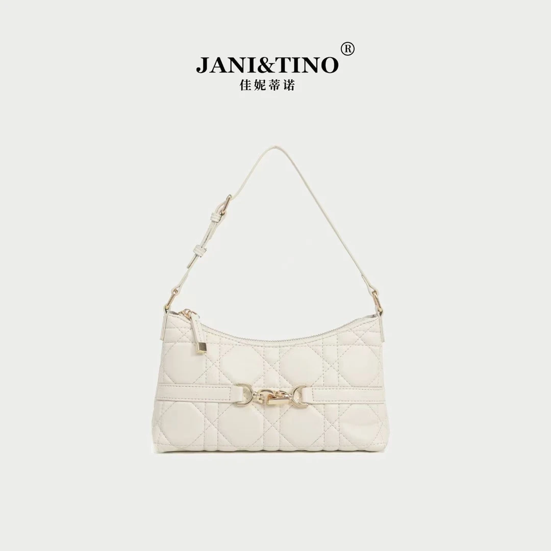 JANITINO/佳妮蒂诺当季新款时尚高级感手提单肩手提包4819绣线白