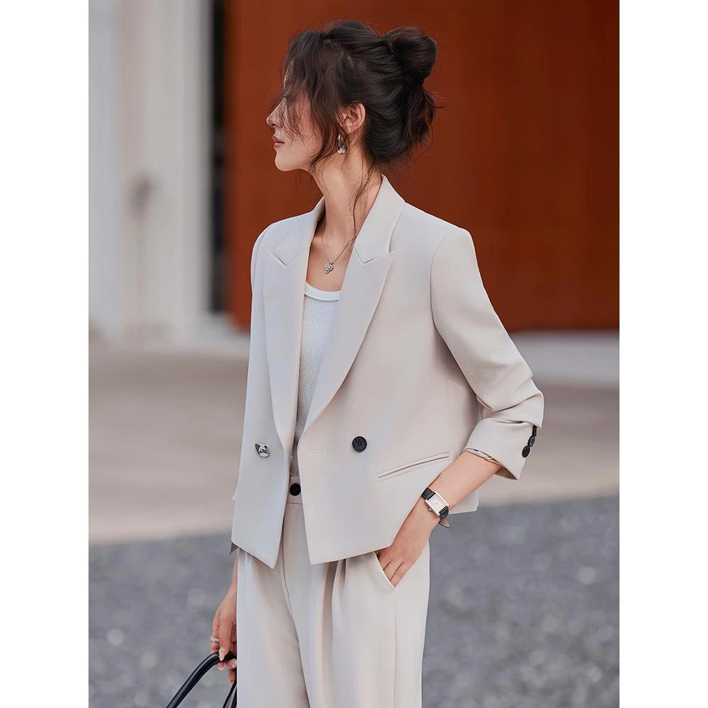职业装西装洋气女2026春秋新款高级感通勤正装小个子短款西服外套