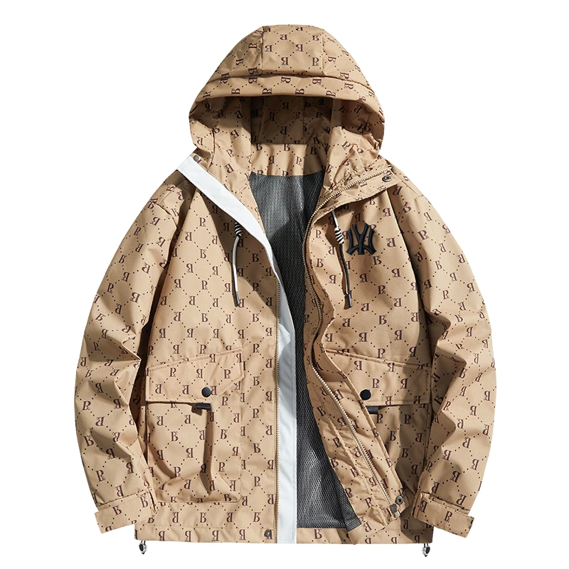 【万象城专属】2025秋冬季新品男女款情侣装外套女防风满印连帽夹克