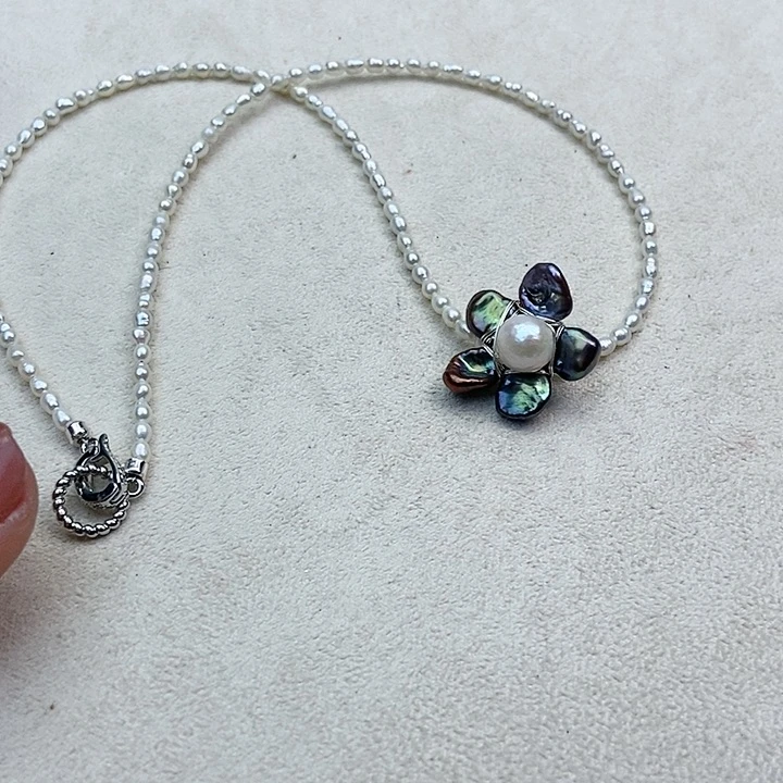 淡水珍珠颈饰银S925镶嵌