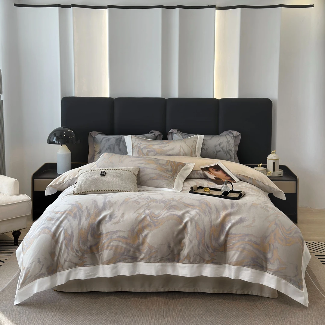 巴洛克   进口天丝棉色织提花床盖高奢床上用品四件套