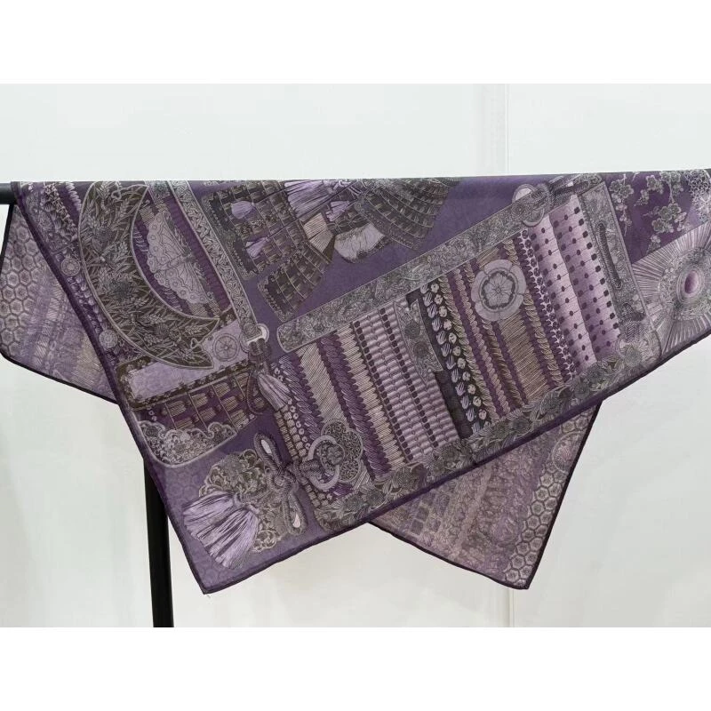 p12【紫韵流光】新款棉质双面90*90围巾方巾